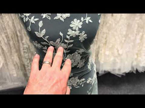Tulle vert clair brodé de perles - EB1090