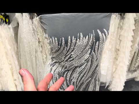 Tulle brodé de perles ivoire - EB1068