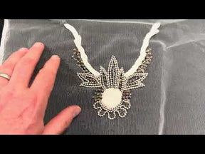 Ivory Beaded Lace Applique - T449