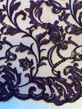 Dentelle brodée de paillettes violettes – Richina