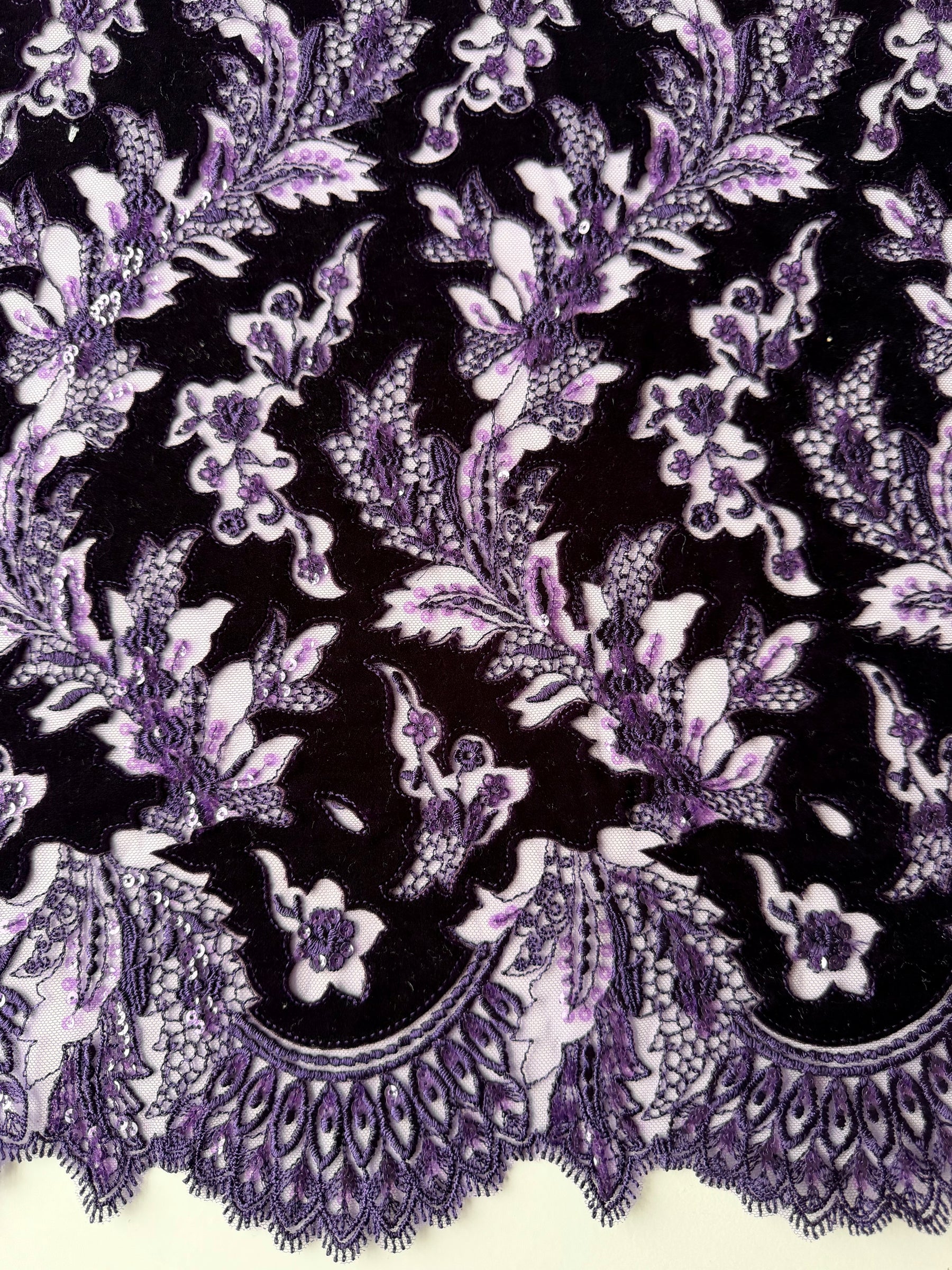 Dentelle en velours 3D violette - EB3023