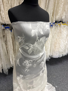 Organza satin imprimé ivoire - Ari