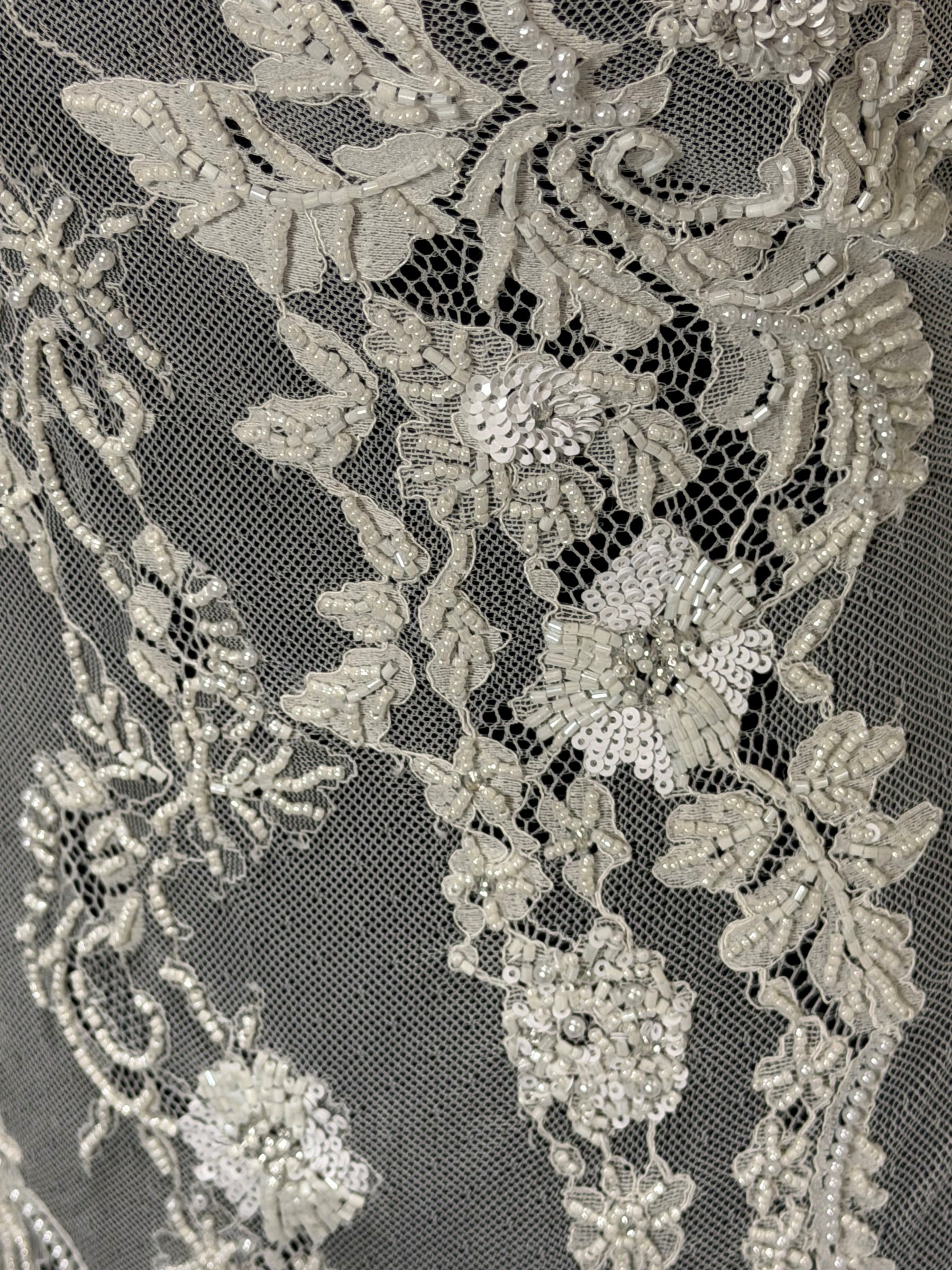 Dentelle Raschel perlée à la main ivoire - Severiano