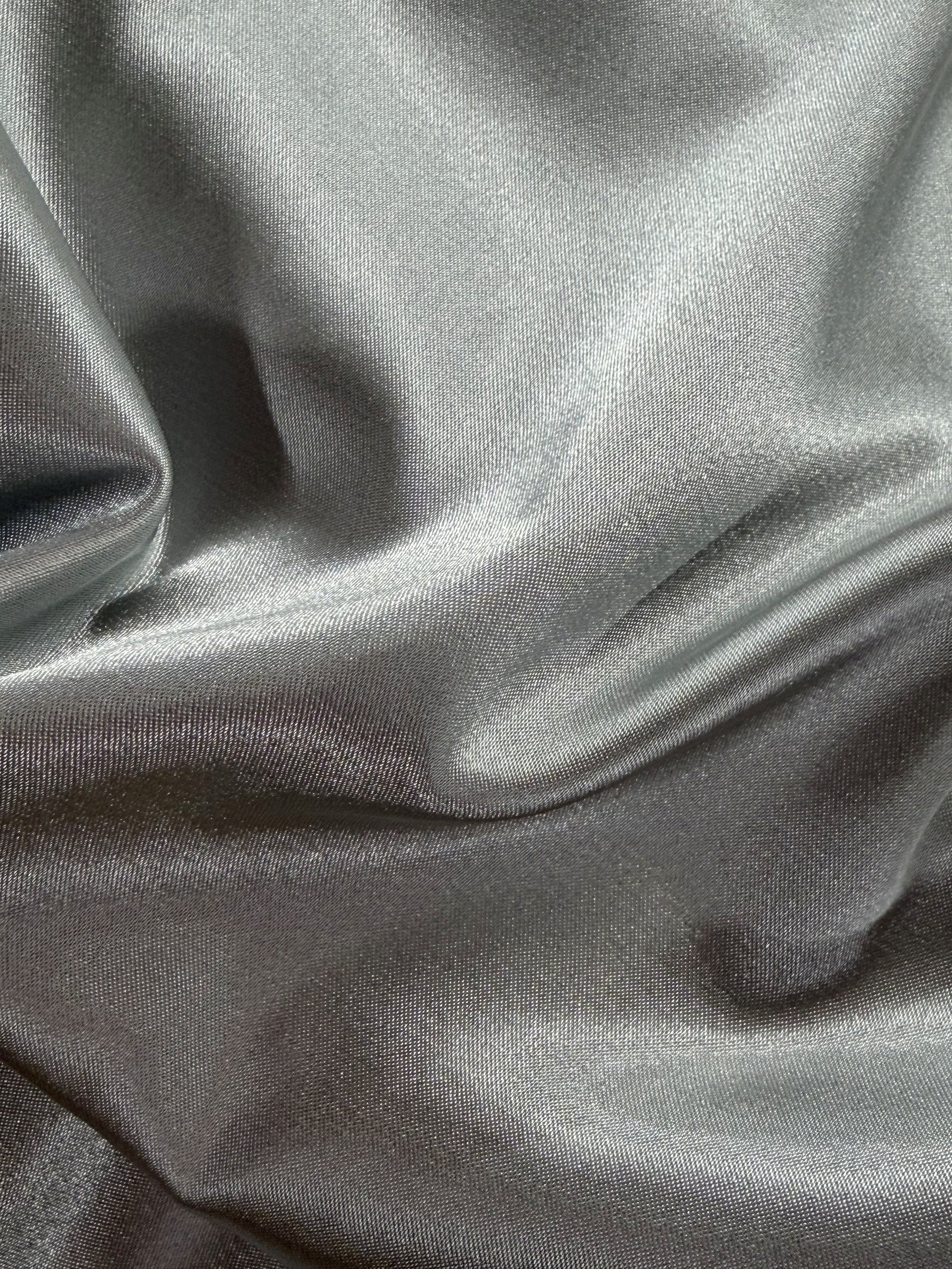 Satin extensible en polyester argenté - Empathie