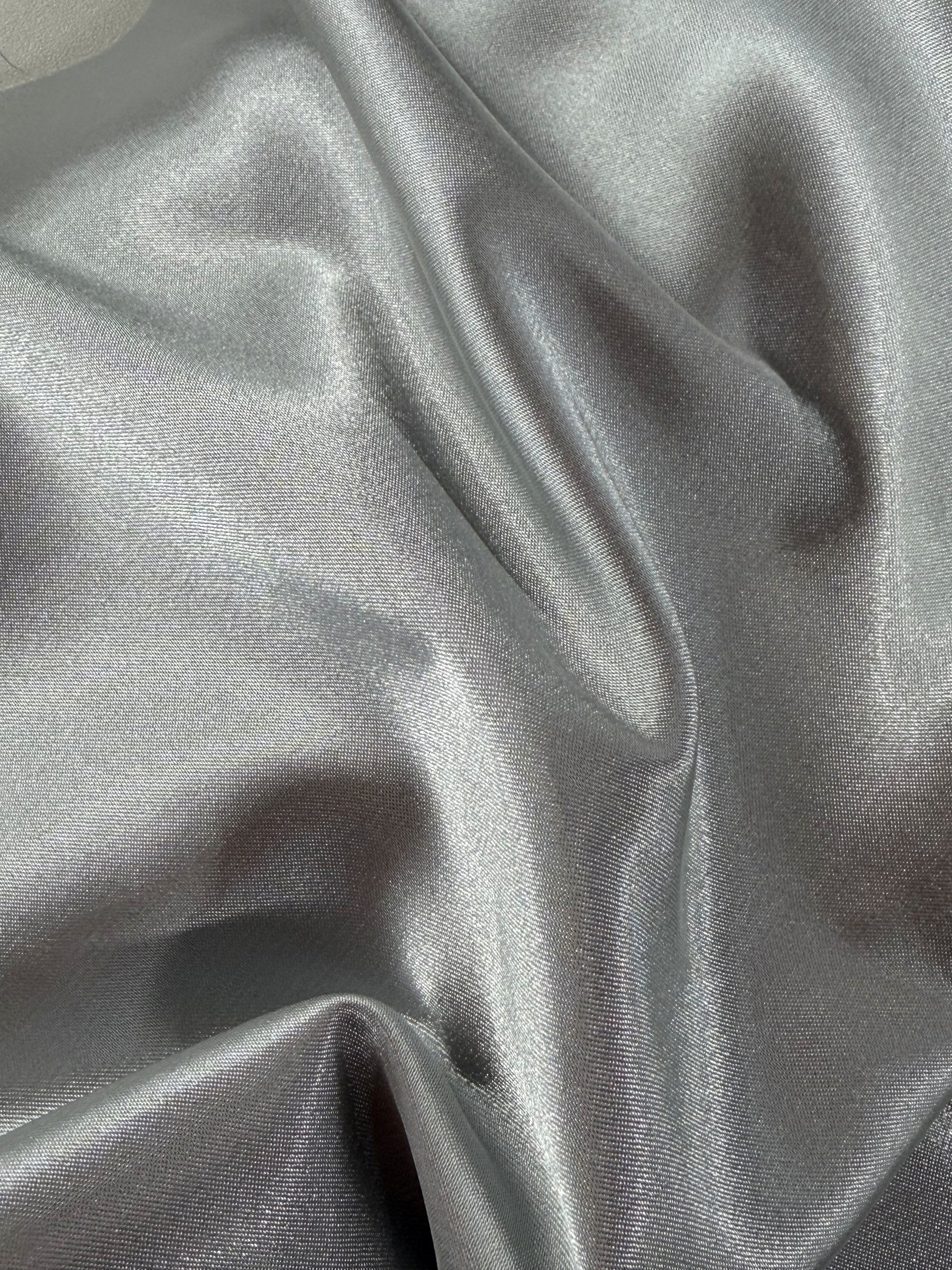 Satin extensible en polyester argenté - Empathie