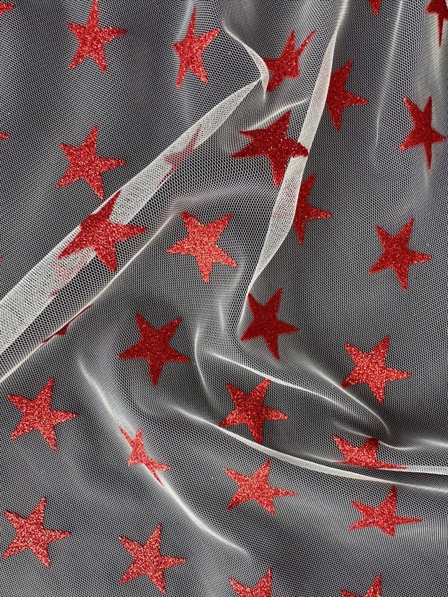 Tulle Étoile Rouge - Paillettes