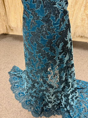 Dentelle en velours 3D turquoise - EB3023