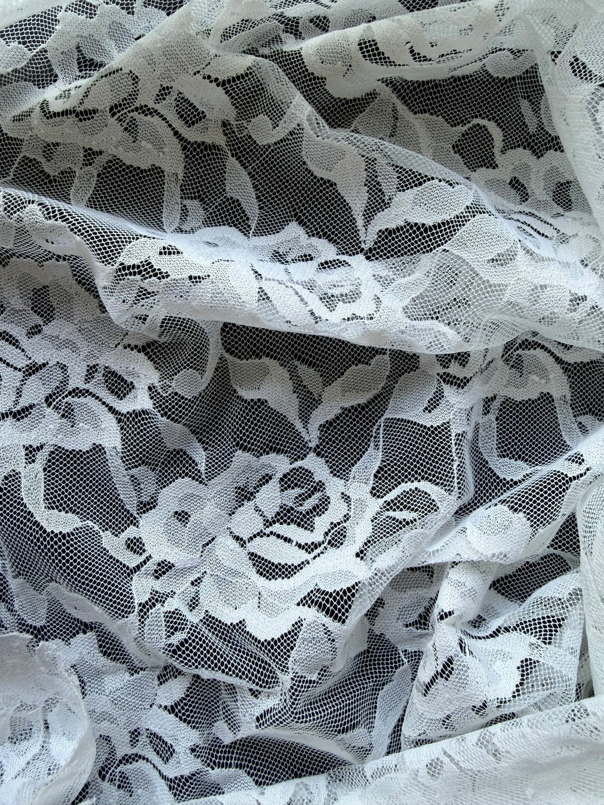 Dentelle Raschel extensible blanche – Matina