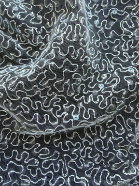 Tulle blanc brodé de sequins – EB3001