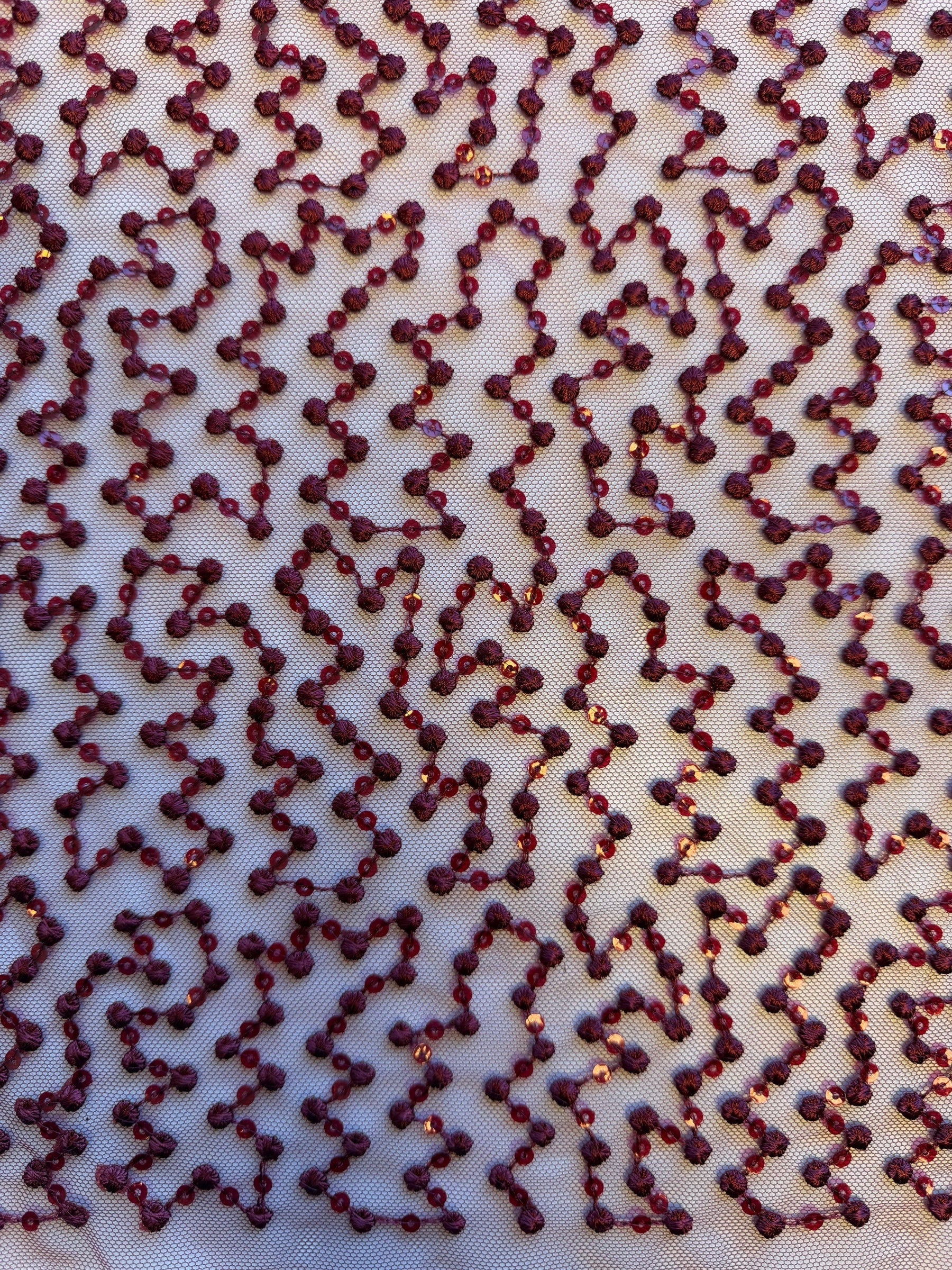 Dentelle brodée de sequins couleur vin - EB3029