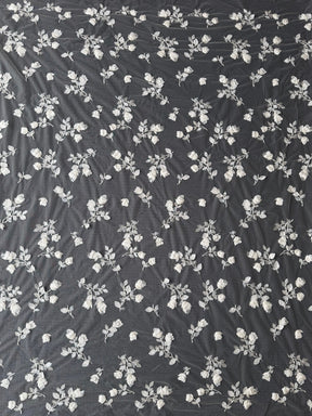 Tulle ivoire brodé de perles en 3D - EB1063