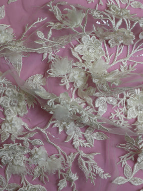 Dentelle 3D Brodée Ivoire - Abiona