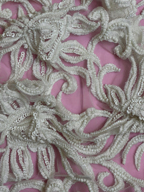 Dentelle de broderie perlée ivoire - Elsie