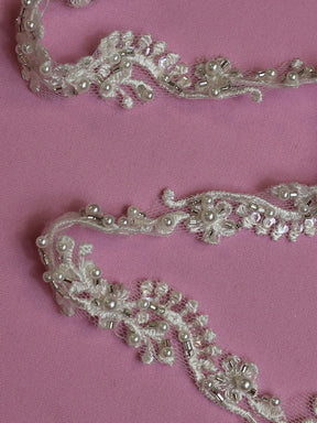Bordure en dentelle perlée ivoire - Gamma