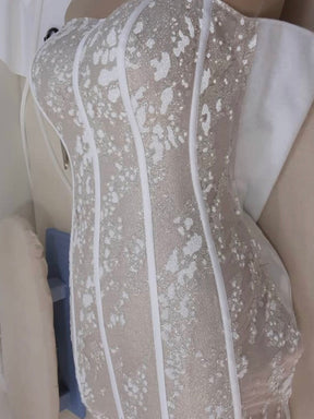 Dentelle 3D pailletée ivoire - Murdina
