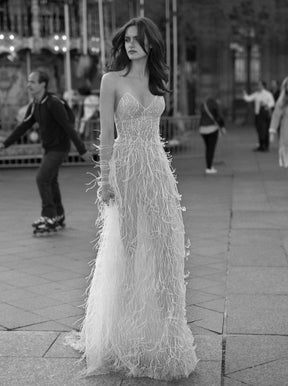 Dentelle de plumes ivoire - Azzurra