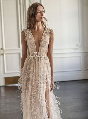 Dentelle de plumes ivoire - Azzurra