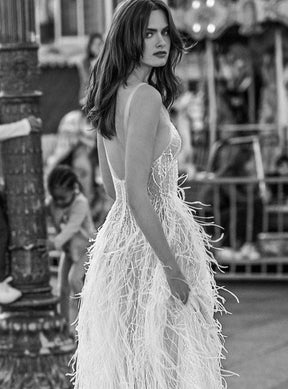 Dentelle de plumes ivoire - Azzurra