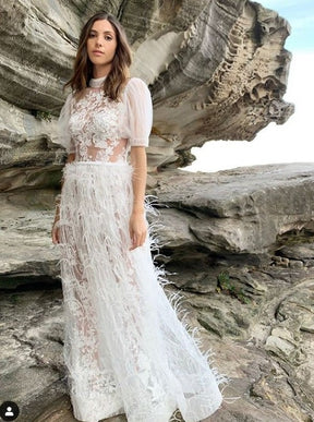 Dentelle de plumes ivoire - Azzurra