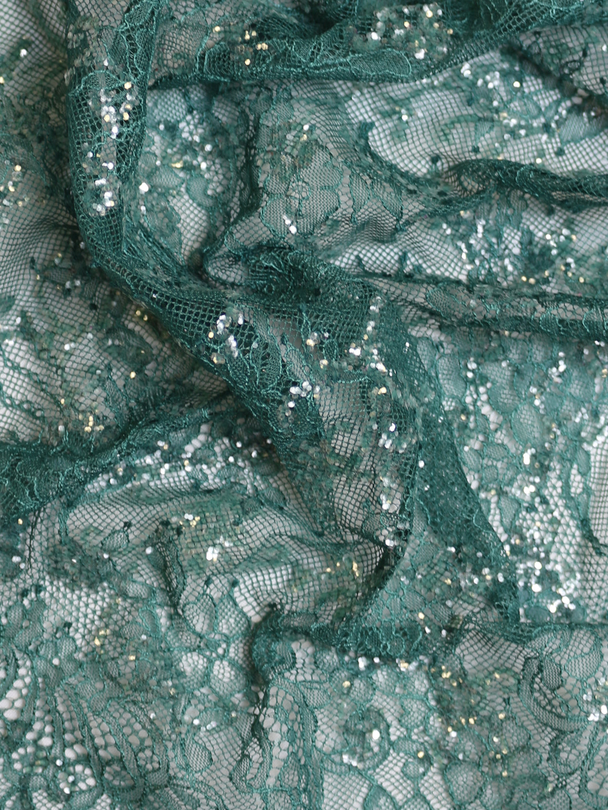 Dentelle Raschel bleu sarcelle - Honneur