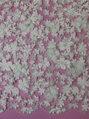Dentelle florale perlée ivoire - Kesia