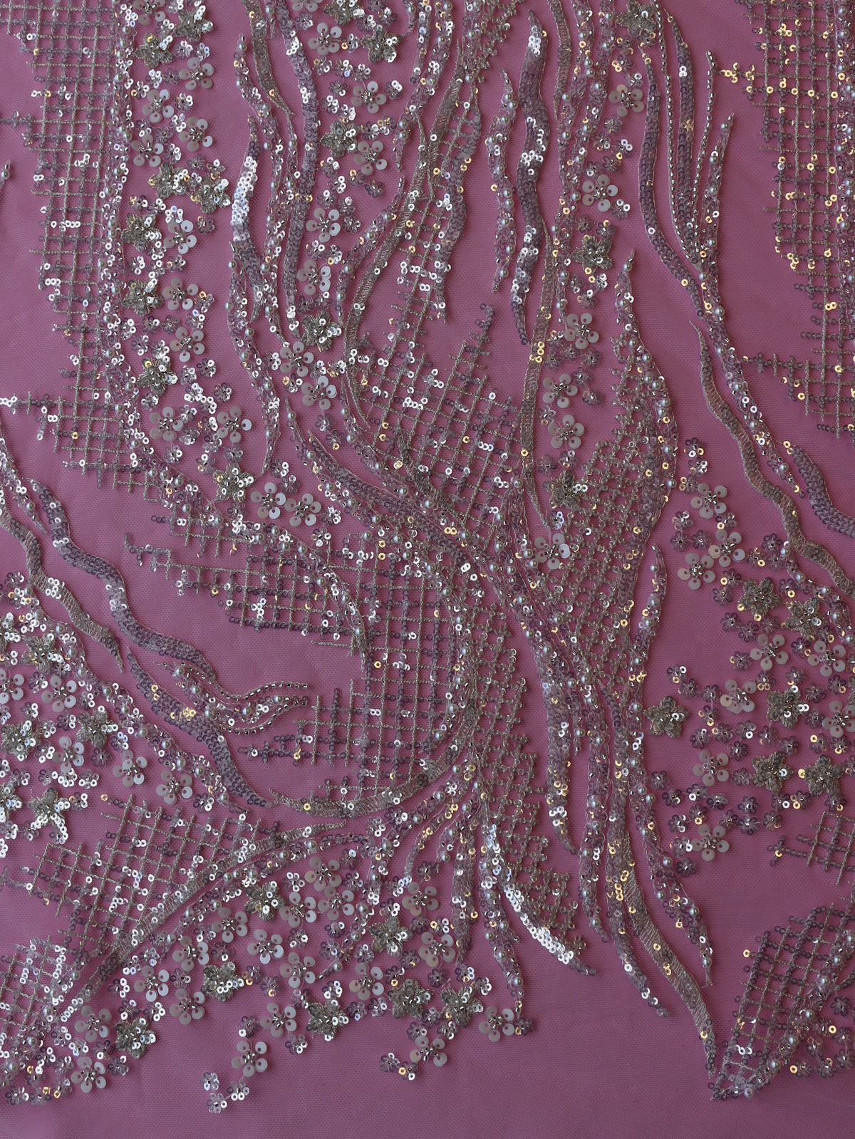 Dentelle ivoire pailletée et perlée - Afonso