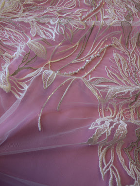 Dentelle Brodée Perlée Ivoire - Brunhilde