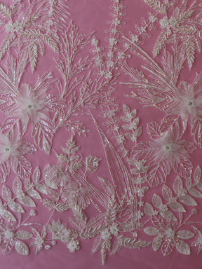 Dentelle brodée de perles ivoire - Cappucine