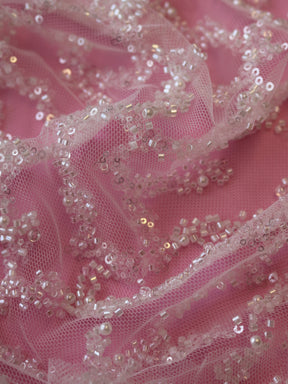 Tulle ivoire pailleté et perlé - Denise