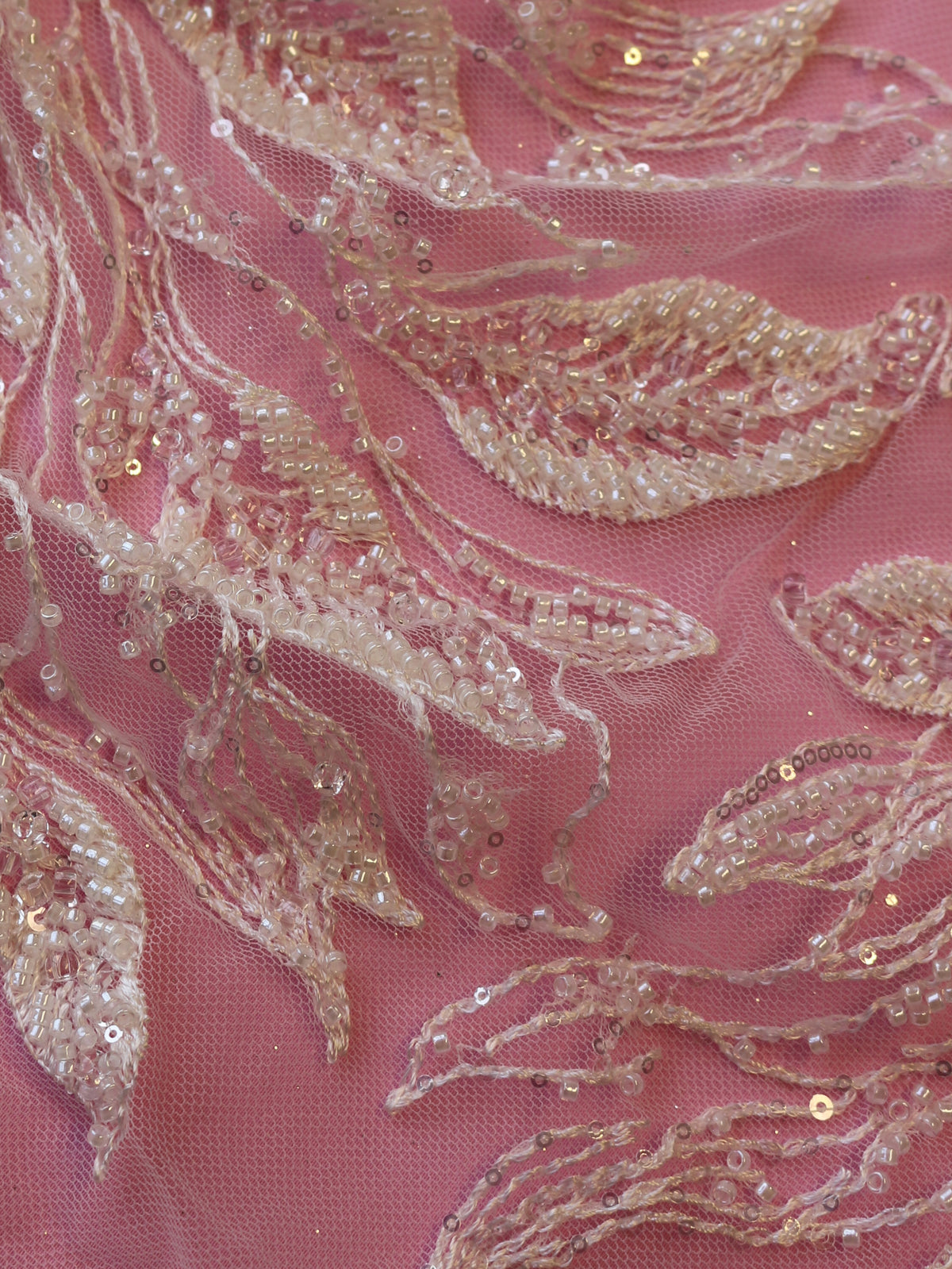 Dentelle Broderie Perlée Ivoire - Leonella