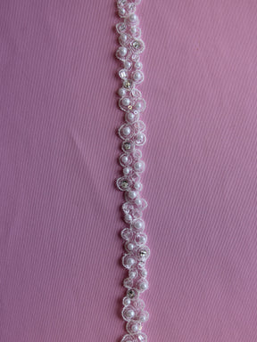 Bordure en dentelle perlée ivoire - Sage