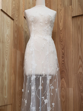 Dentelle brodée de perles ivoire - Corleone
