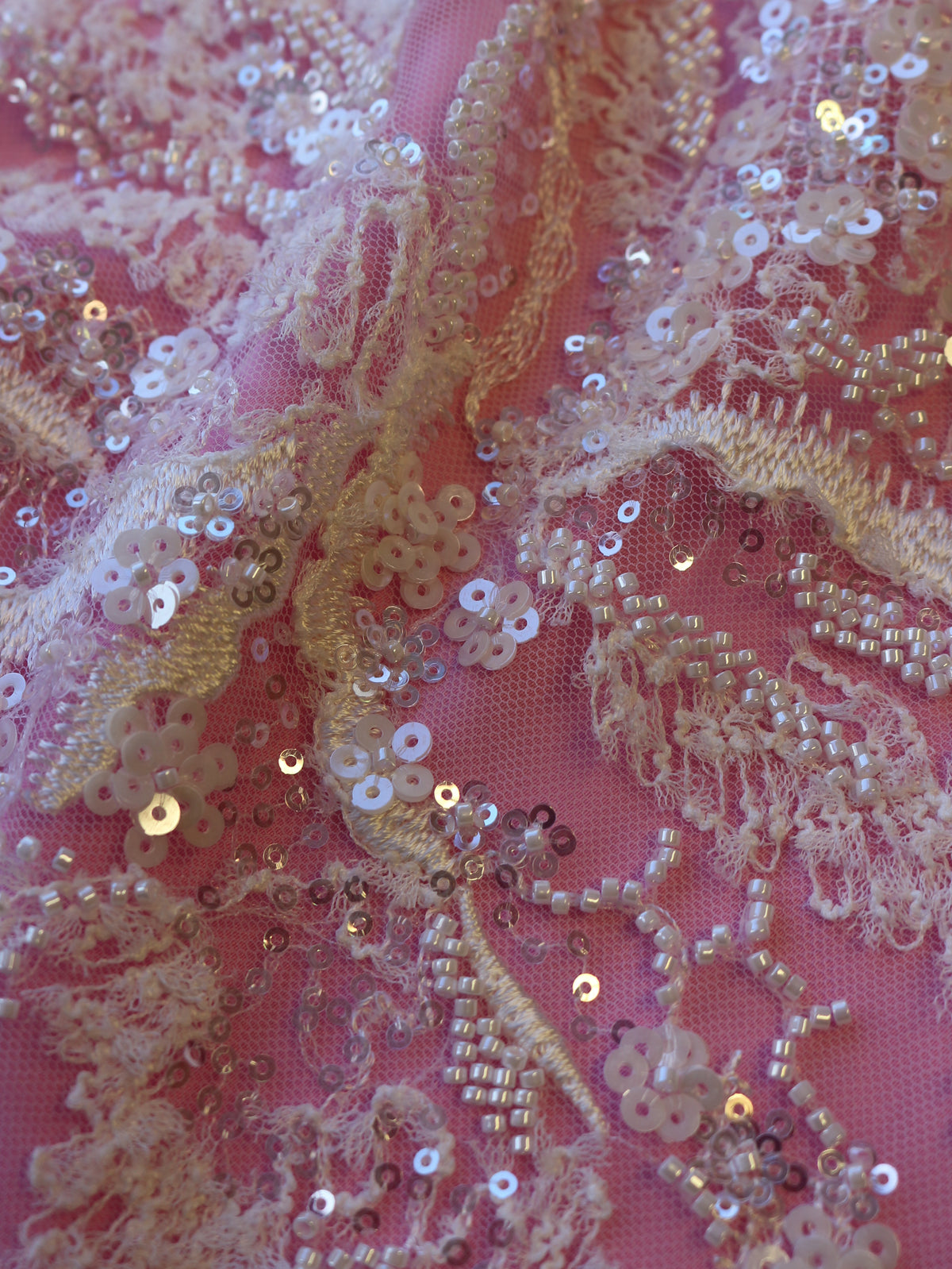 Dentelle pailletée ivoire - Elif