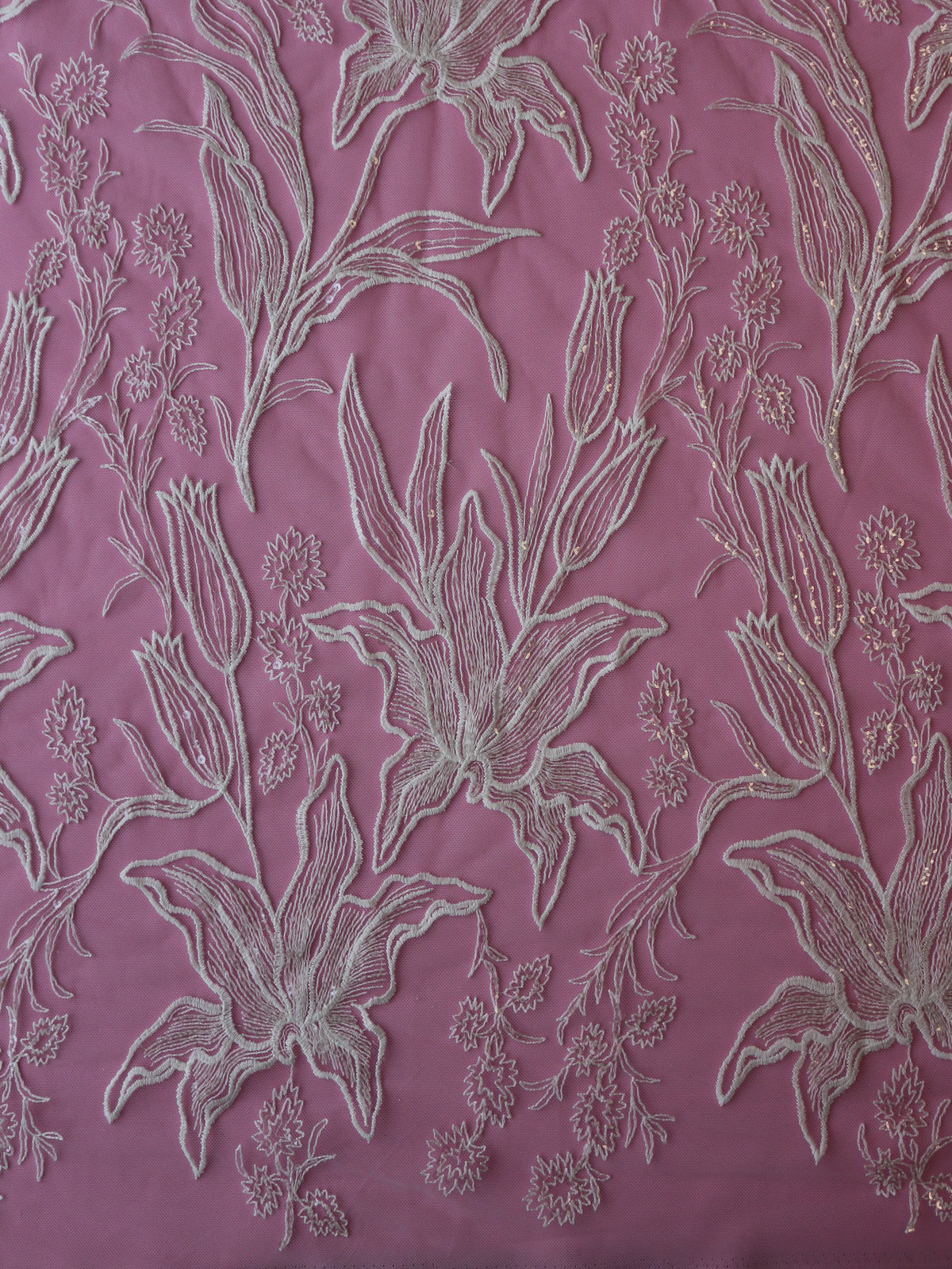 Dentelle à broderie de paillettes ivoire - Raya