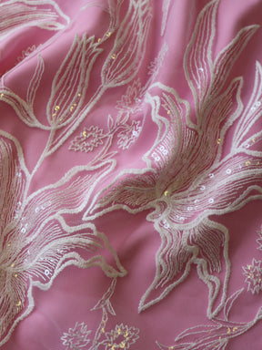 Dentelle à broderie de paillettes ivoire - Raya