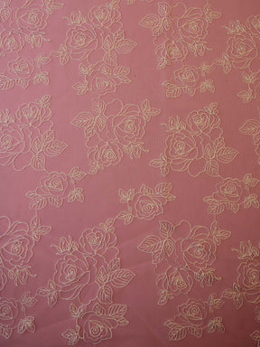 Dentelle Brodée Ivoire - Rose