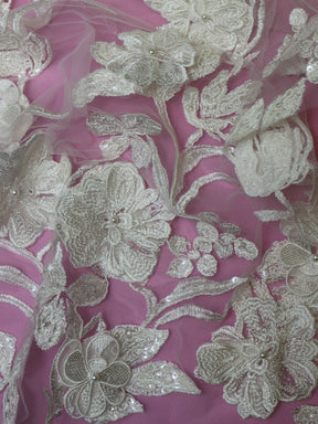 Dentelle perlée ivoire - Eutalie