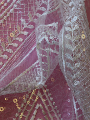 Dentelle brodée à paillettes ivoire - Lamborga