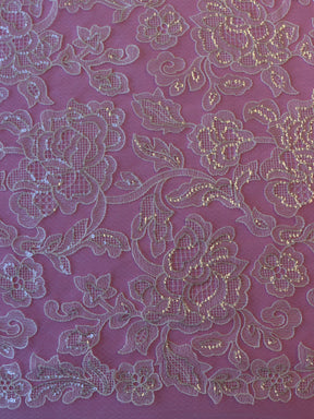 Dentelle Brodée Paillettes Ivoire - Gosia