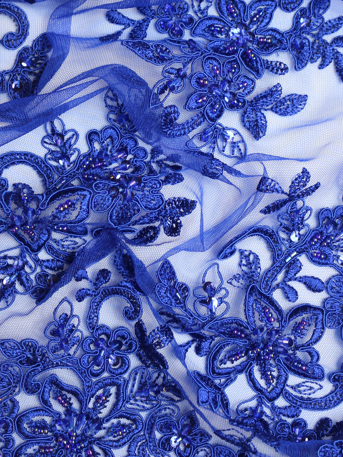 Dentelle Perlée Bleu Royal - Kady