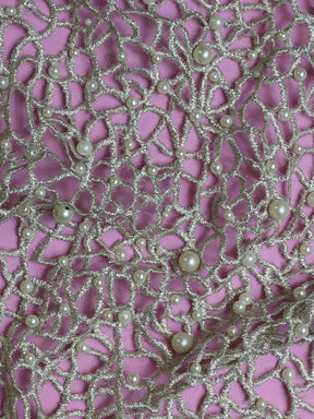 Dentelle Broderie Perlée Ivoire - Lila