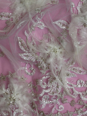 Dentelle de fleurs blanches avec perles - Nikita