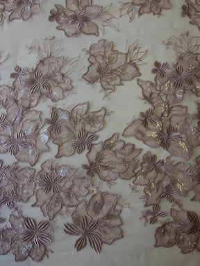 Dentelle Broderie Paillettes Rose - Palma