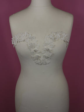 Fleur brodée ivoire (sac de 10)- Pompon