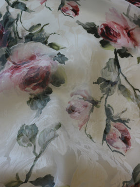 Organza de satin de soie imprimé ivoire - Carrie