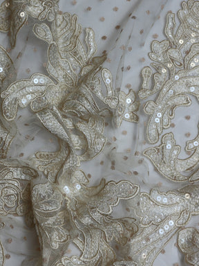 Dentelle Brodée Champagne - Sable