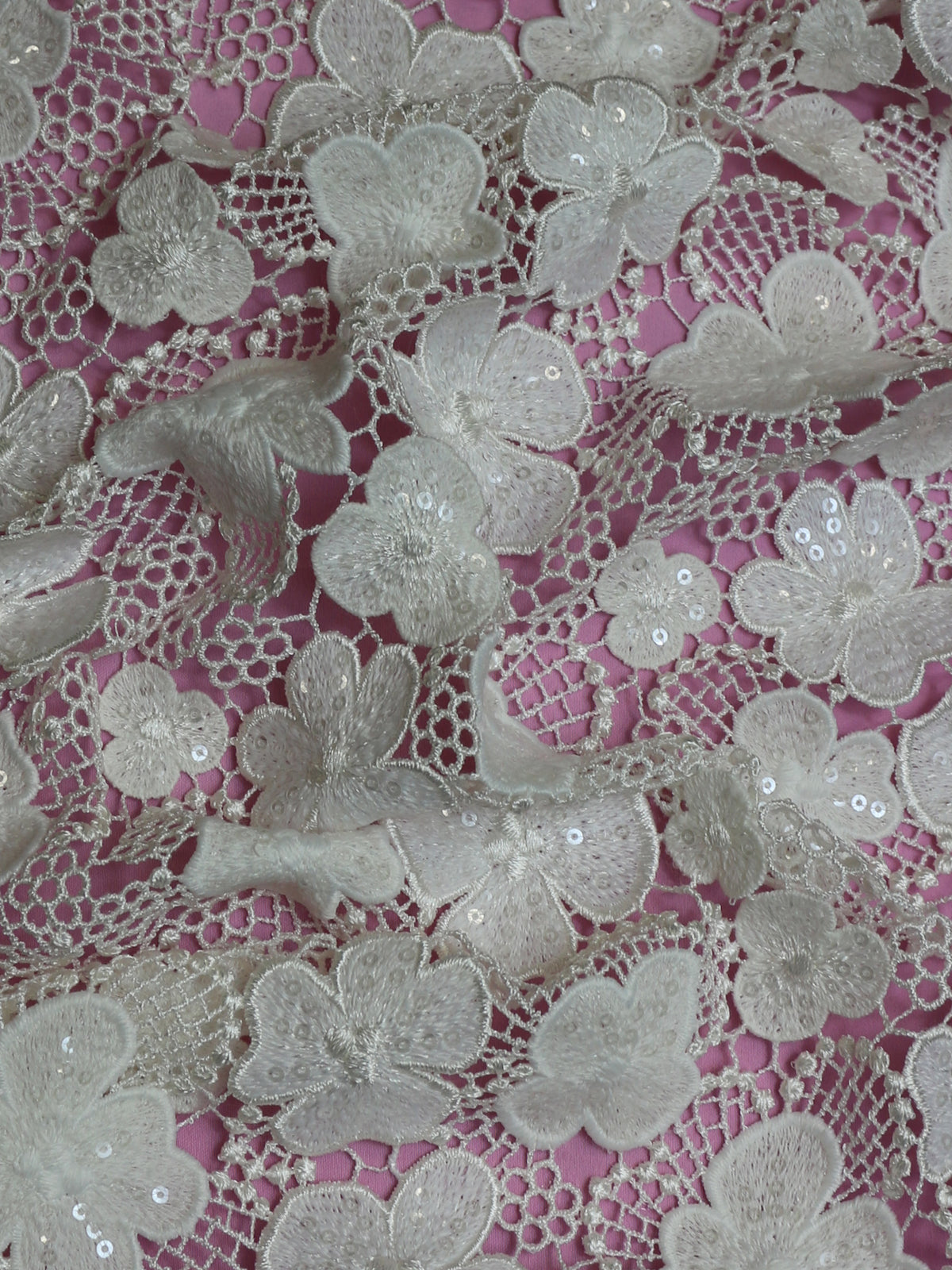 Dentelle Guipure Paillettes Ivoire - Zariah