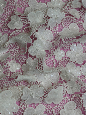 Dentelle Guipure Paillettes Ivoire - Zariah