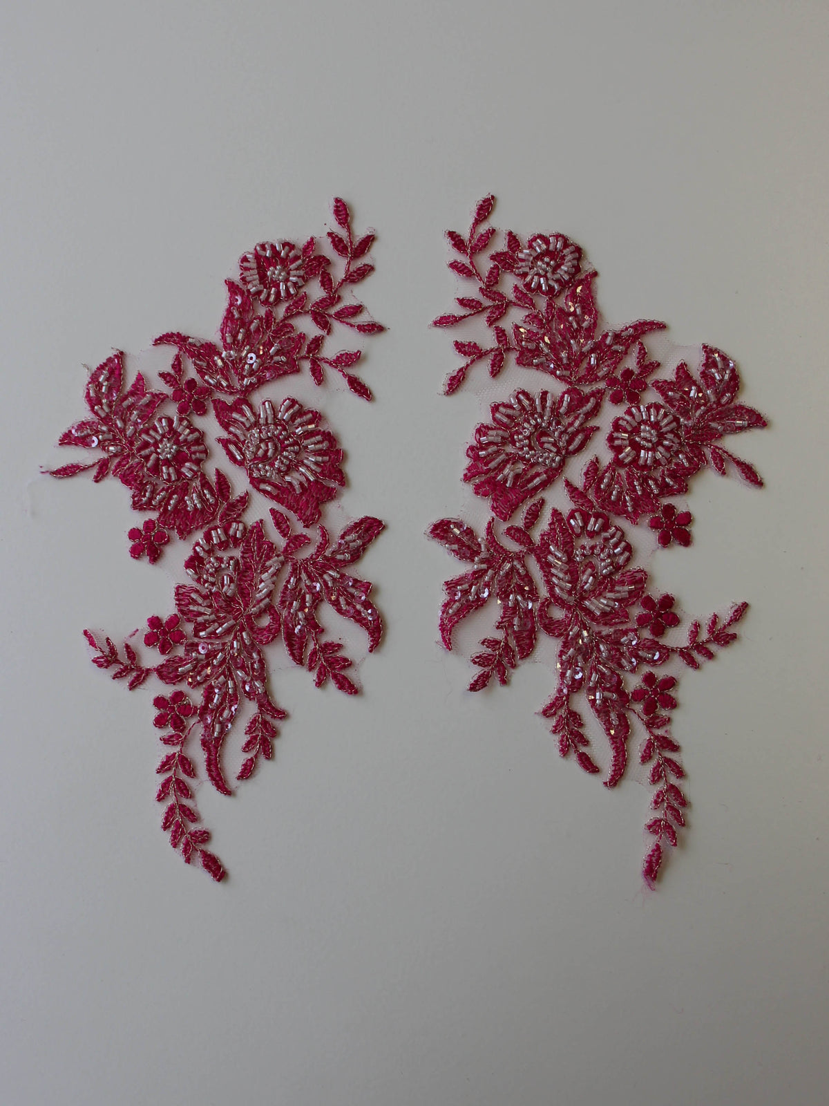 Appliques en dentelle rose bonbon - Nicole.