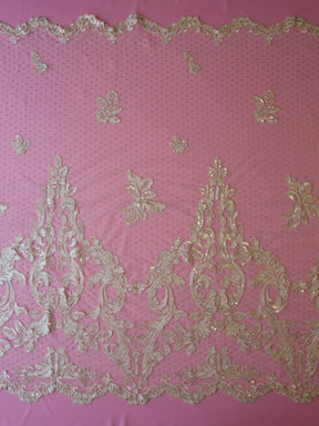 Dentelle Brodée Champagne - Sable